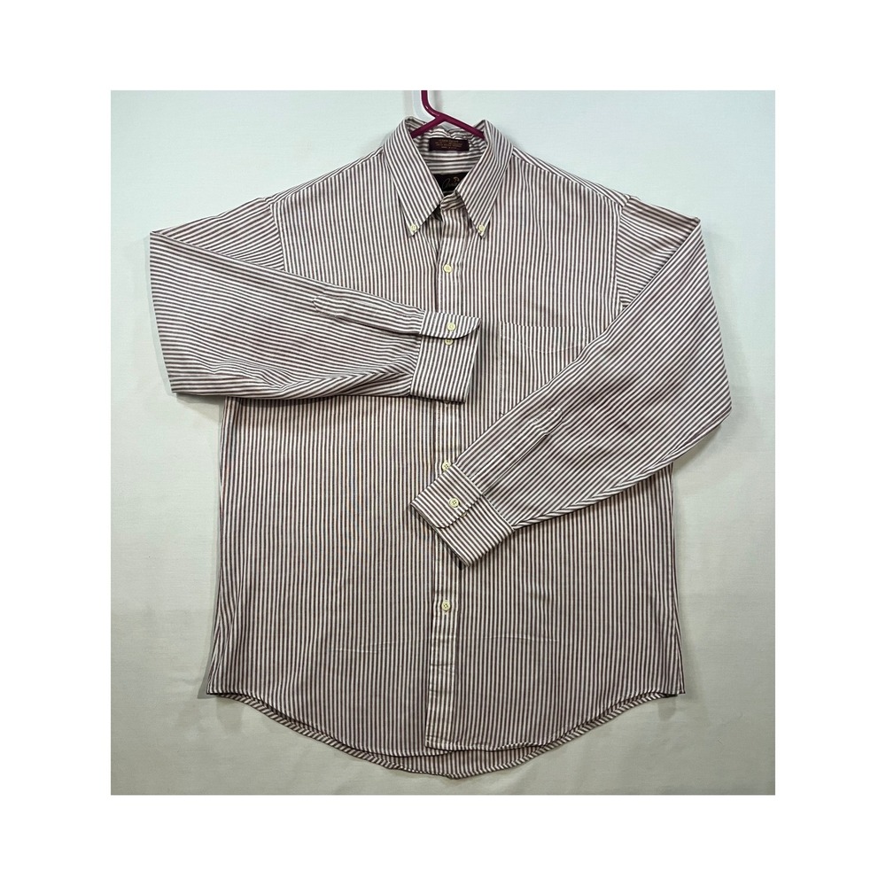 Vintage Arnie Striped Button Down‎ Shirt Burgundy White Regular 16.5 34/35
